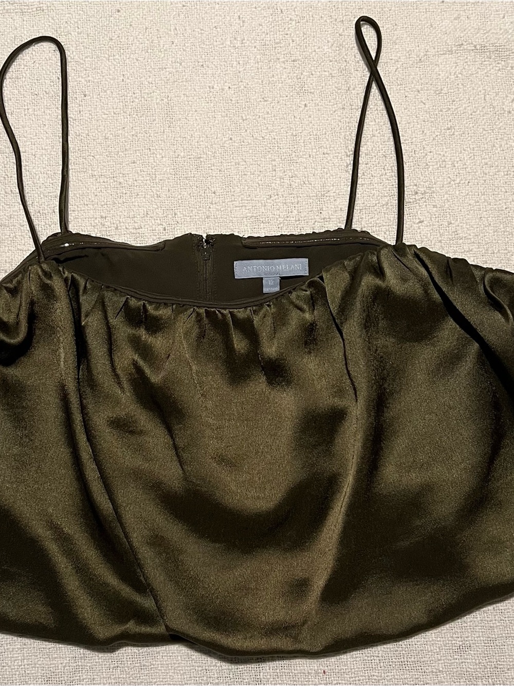 ANTONIO MELANI Olive Soft Spaghetti-Strap Crop Top